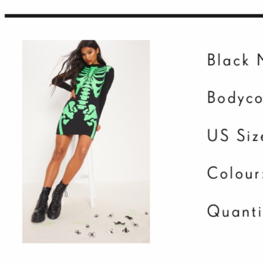 Neon green skeleton bodycon dress